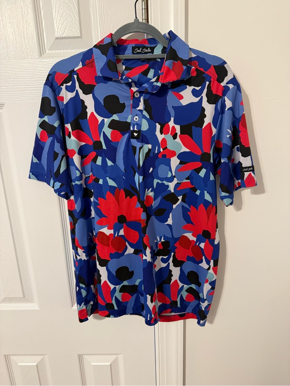Bad Birdie Men's Blue & Red Floral Polo Shirt